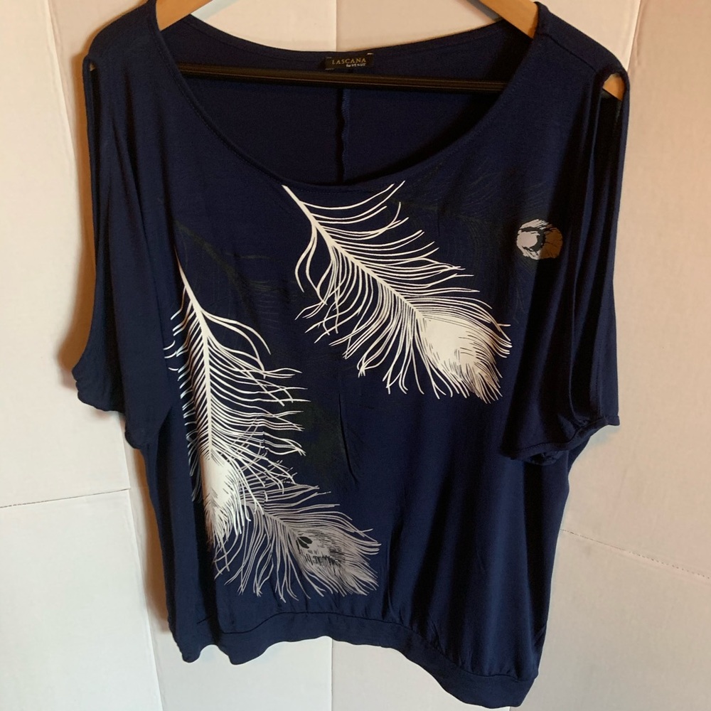 Feather Cold Shoulder tee XL US Navy Blue